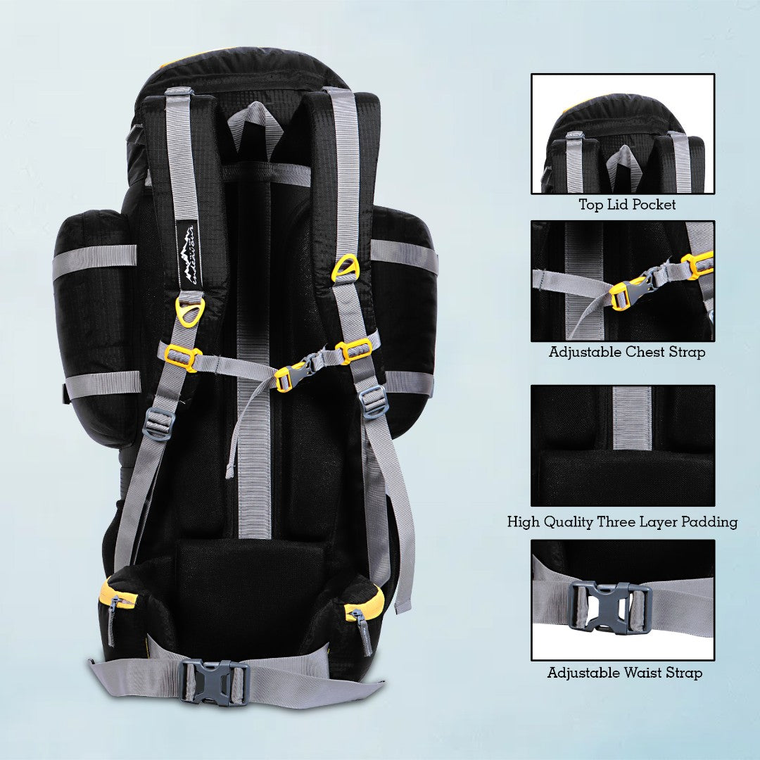 Endeavour Kurfi Front Open Rucksack For Hiking/Camping/Trekking with Rain Cover/Shoe & Laptop Compartment - 75 Ltr