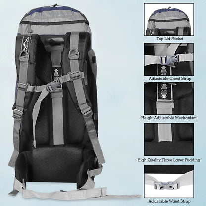 Endeavour Aerodynamic Rucksack For Hiking/Camping/Trekking with Rain Cover/Shoe & Laptop Compartment - 60 Ltr