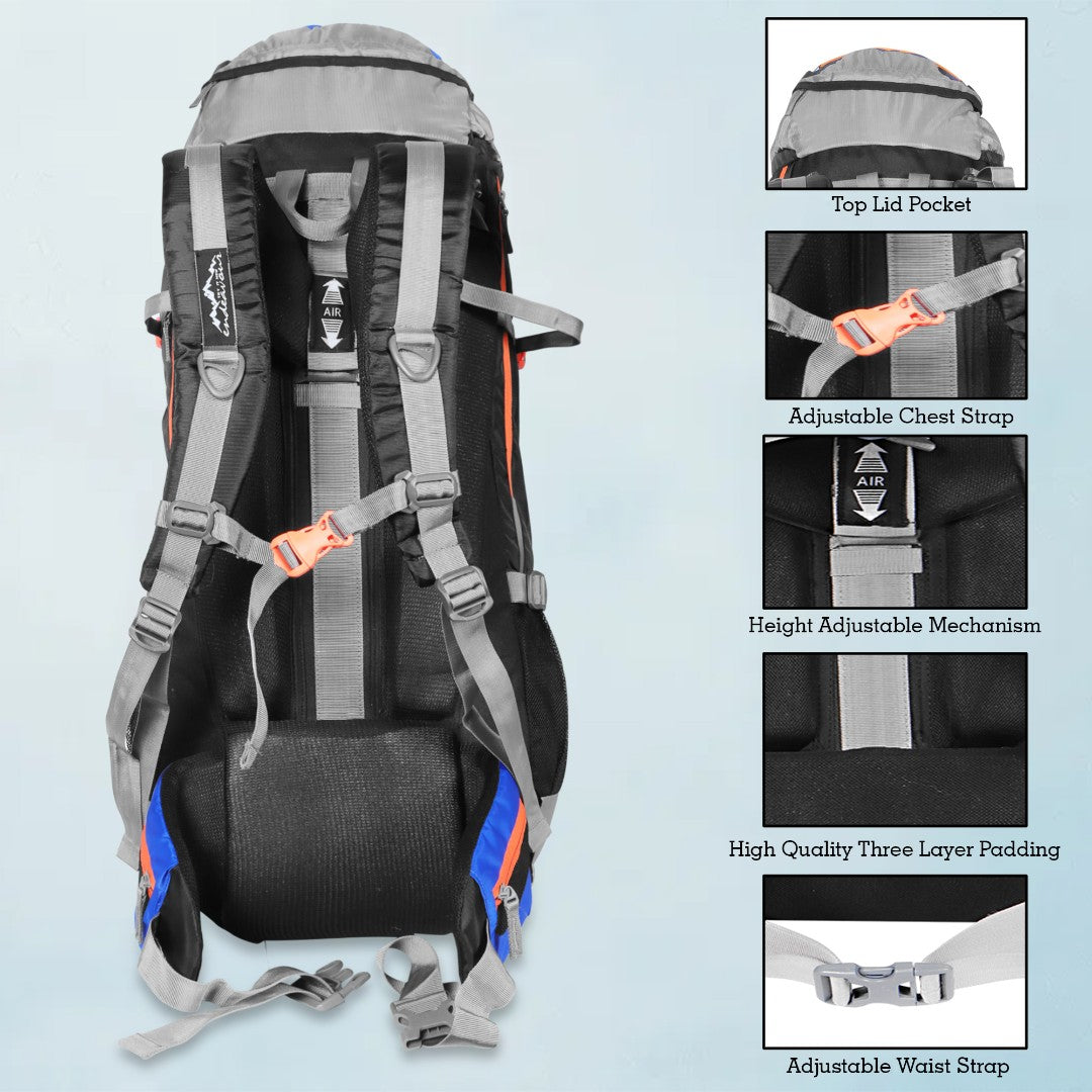 Endeavour Mount Rucksack For Hiking/Camping/Trekking with Rain Cover/Shoe & Laptop Compartment - 75 Ltr