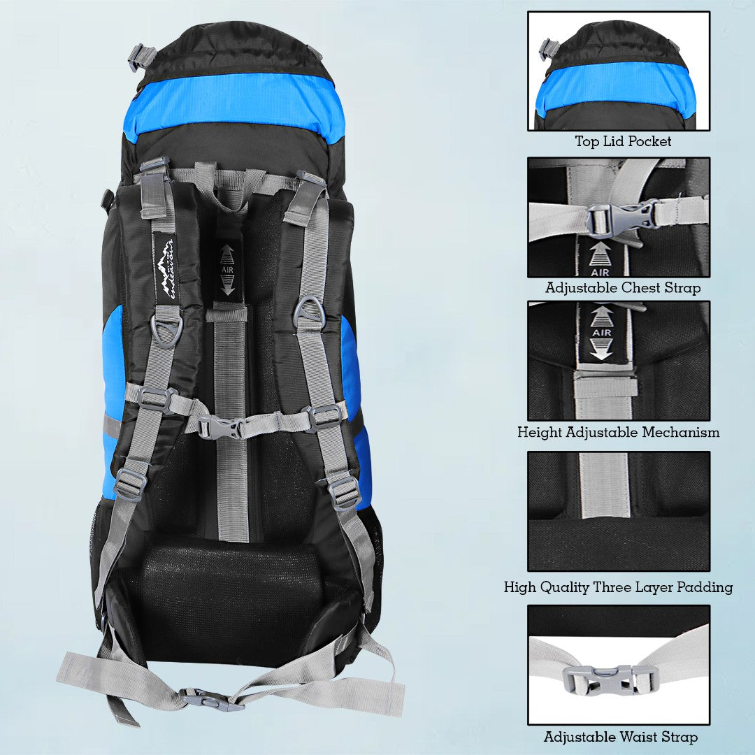 Endeavour Ocean Rucksack For Hiking/Camping/Trekking with Rain Cover/Shoe & Laptop Compartment - 75 Ltr