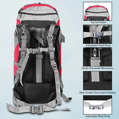Endeavour Aerodynamic Rucksack For Hiking/Camping/Trekking with Rain Cover/Shoe & Laptop Compartment - 60 Ltr