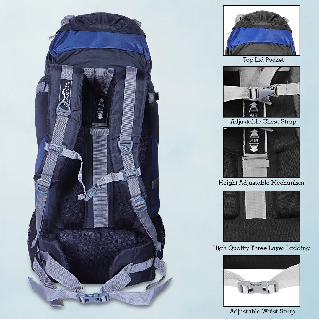 Endeavour Ocean Rucksack For Hiking/Camping/Trekking with Rain Cover/Shoe & Laptop Compartment - 75 Ltr