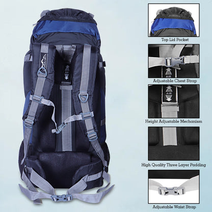 Endeavour Ocean Rucksack For Hiking/Camping/Trekking with Rain Cover/Shoe & Laptop Compartment - 75 Ltr