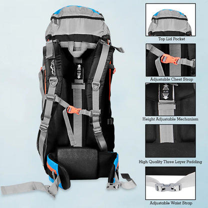 Endeavour Mount Rucksack For Hiking/Camping/Trekking with Rain Cover/Shoe & Laptop Compartment - 75 Ltr