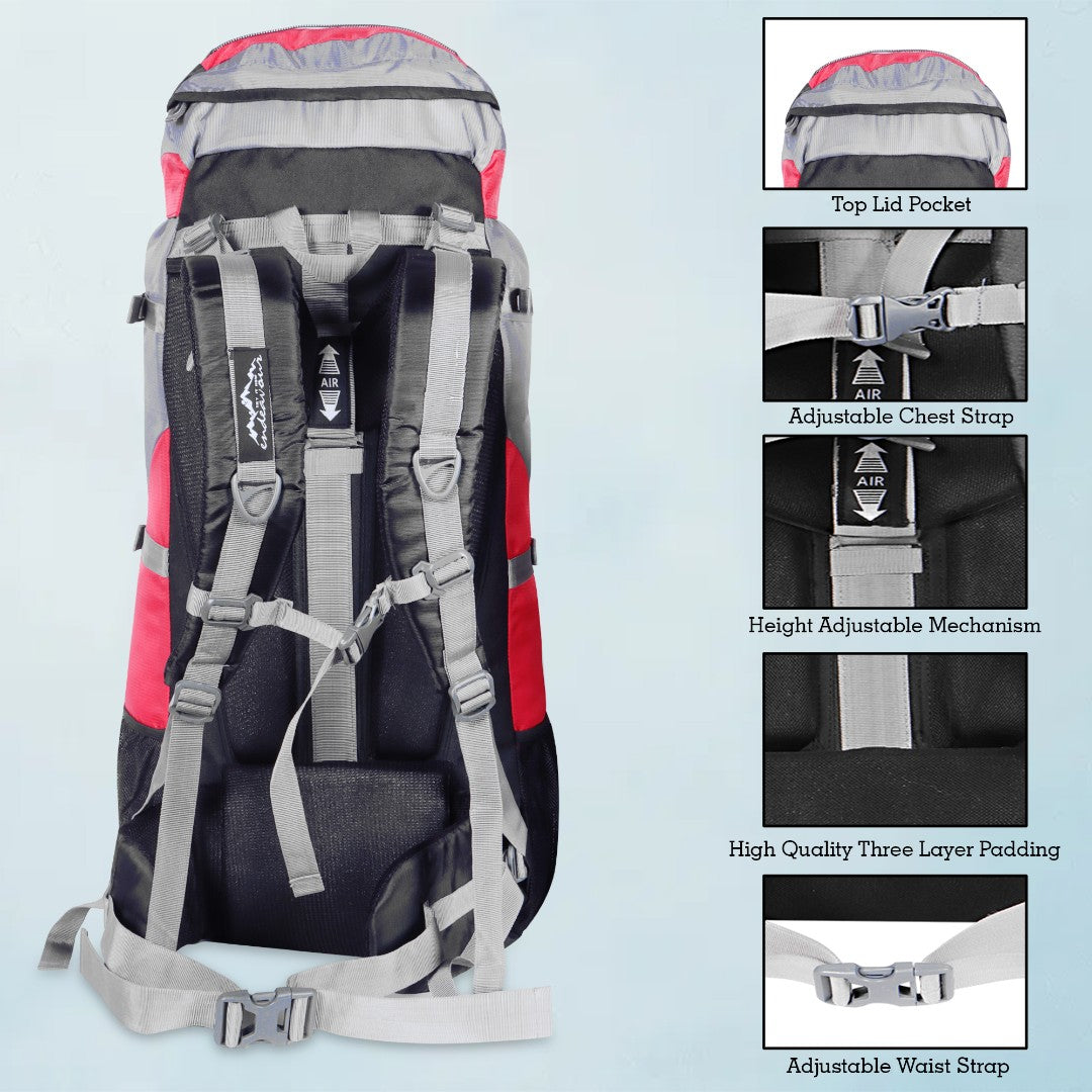 Endeavour Aerodynamic Rucksack For Hiking/Camping/Trekking with Rain Cover/Shoe & Laptop Compartment - 75 Ltr