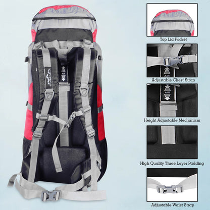 Endeavour Aerodynamic Rucksack For Hiking/Camping/Trekking with Rain Cover/Shoe & Laptop Compartment - 75 Ltr