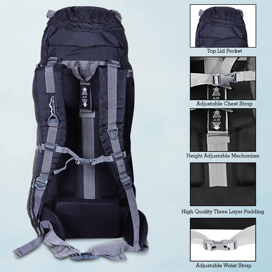 Endeavour Ocean Rucksack For Hiking/Camping/Trekking with Rain Cover/Shoe & Laptop Compartment - 75 Ltr