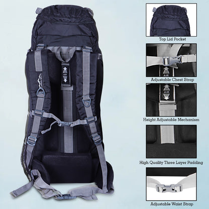 Endeavour Ocean Rucksack For Hiking/Camping/Trekking with Rain Cover/Shoe & Laptop Compartment - 75 Ltr