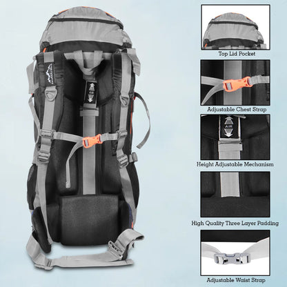 Endeavour Mount Rucksack For Hiking/Camping/Trekking with Rain Cover/Shoe & Laptop Compartment - 75 Ltr