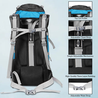 Endeavour Aerodynamic Rucksack For Hiking/Camping/Trekking with Rain Cover/Shoe & Laptop Compartment - 60 Ltr