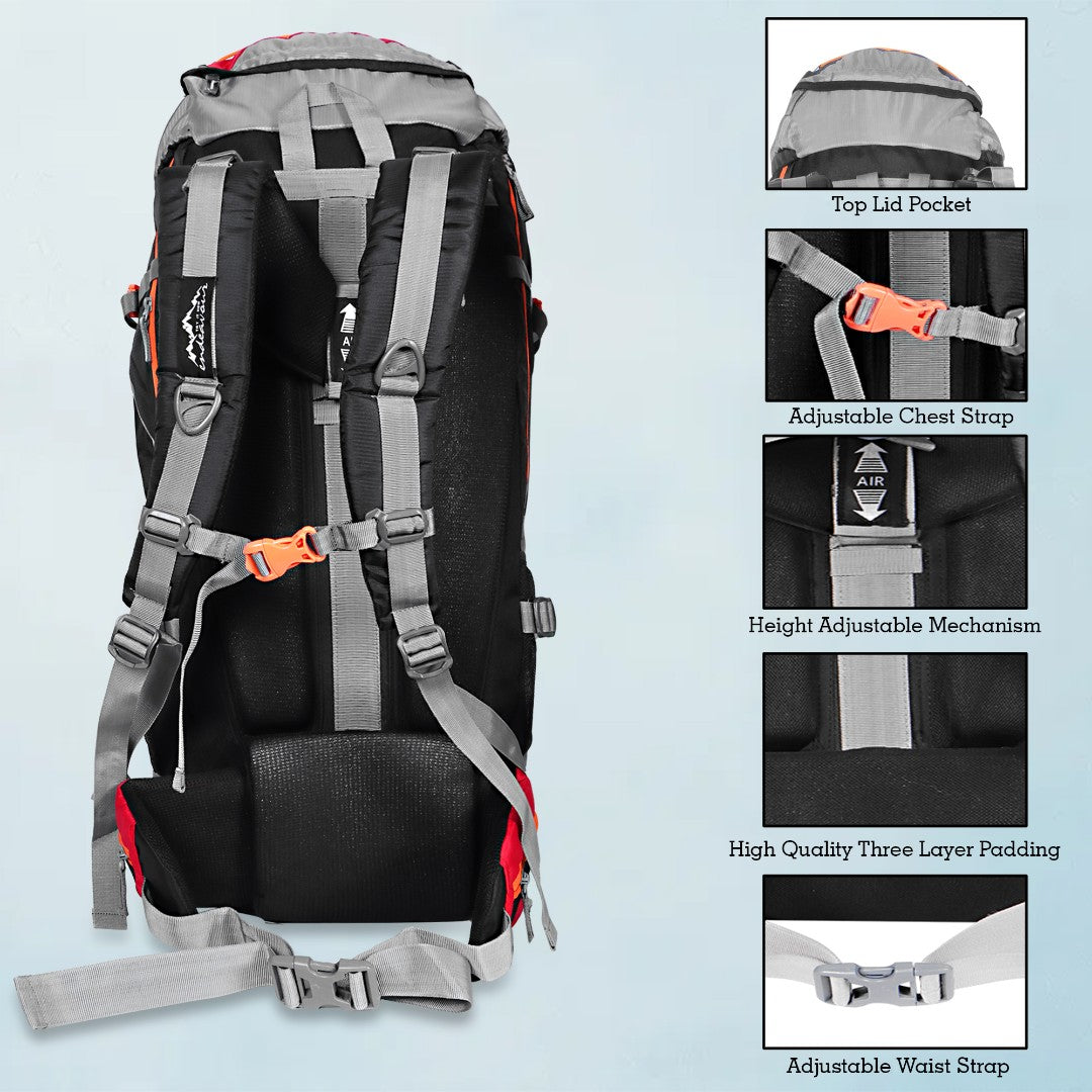 Endeavour Mount Rucksack For Hiking/Camping/Trekking with Rain Cover/Shoe & Laptop Compartment - 75 Ltr