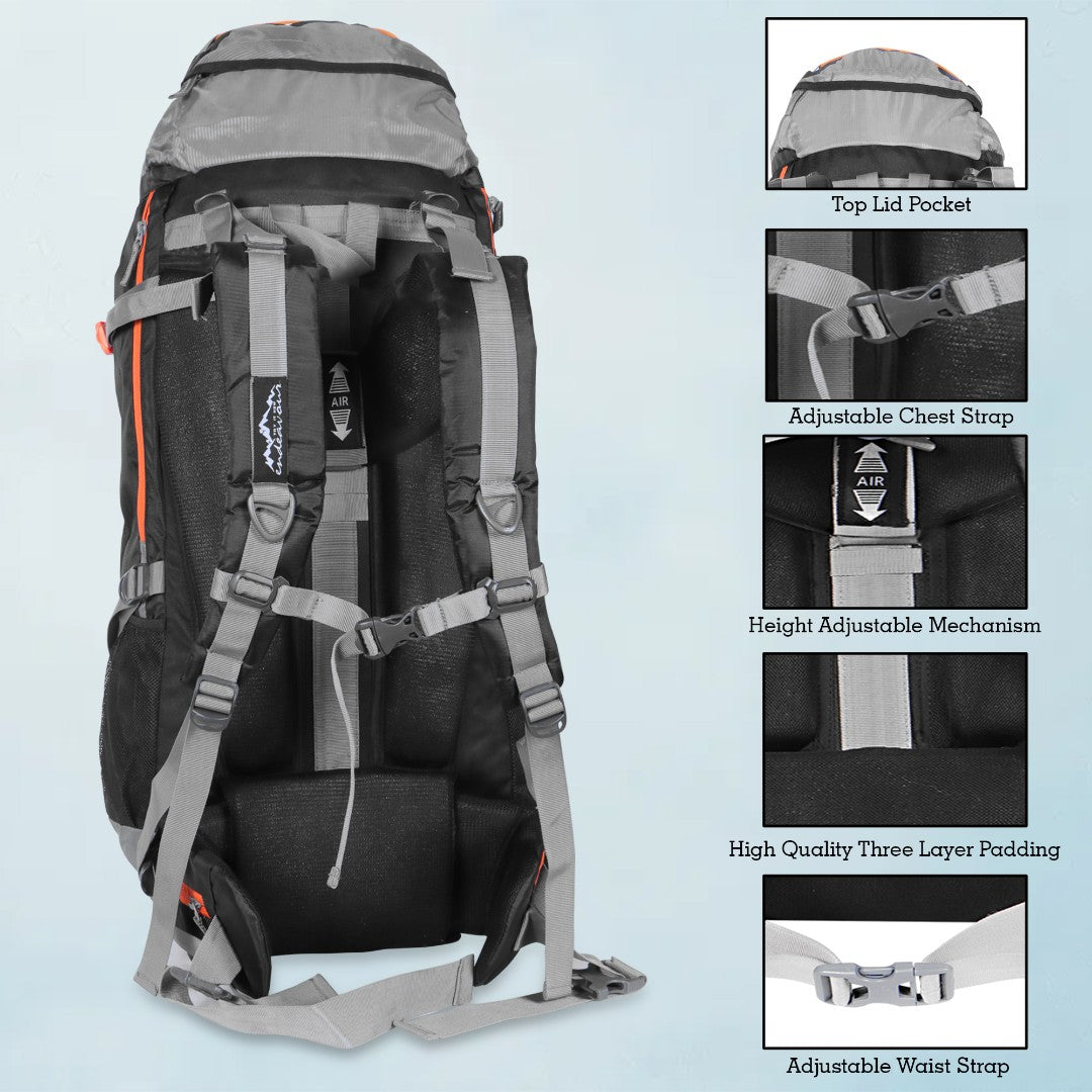 Endeavour Mount Rucksack For Hiking/Camping/Trekking with Rain Cover/Shoe & Laptop Compartment - 75 Ltr