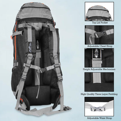 Endeavour Mount Rucksack For Hiking/Camping/Trekking with Rain Cover/Shoe & Laptop Compartment - 75 Ltr