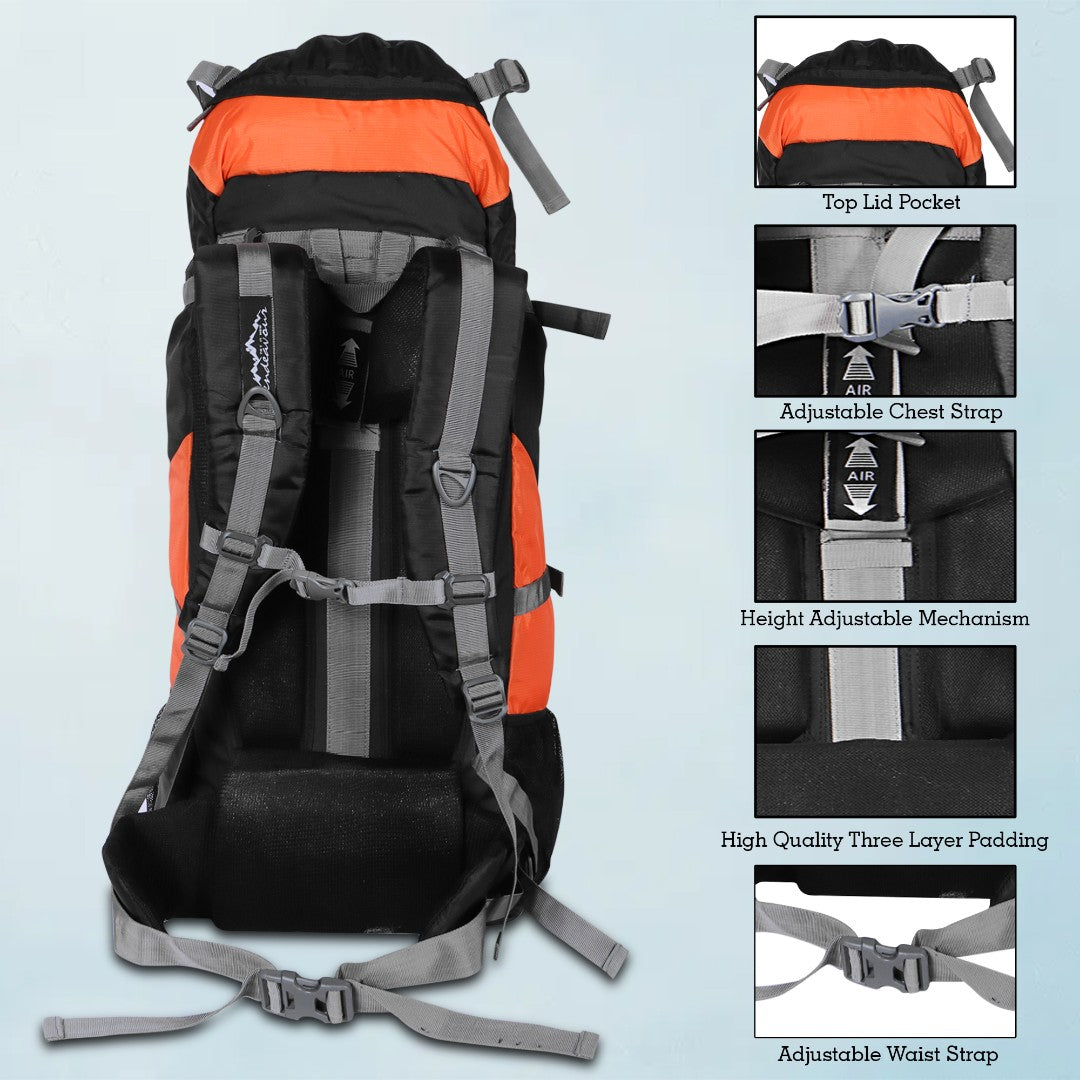 Endeavour Ocean Rucksack For Hiking/Camping/Trekking with Rain Cover/Shoe & Laptop Compartment - 75 Ltr