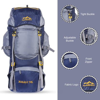 Endeavour Makalu Rucksack For Hiking/Camping/Trekking with Rain Cover/Shoe Compartment - 70 Ltr