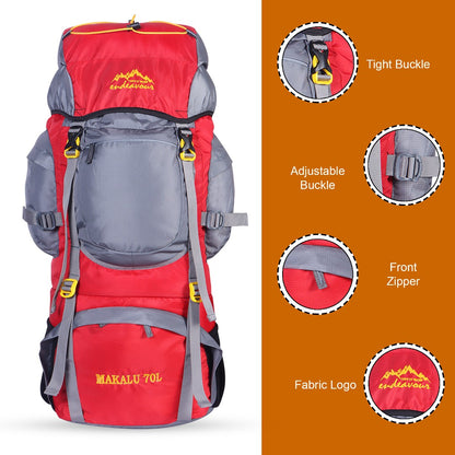 Endeavour Makalu Rucksack For Hiking/Camping/Trekking with Rain Cover/Shoe Compartment - 70 Ltr