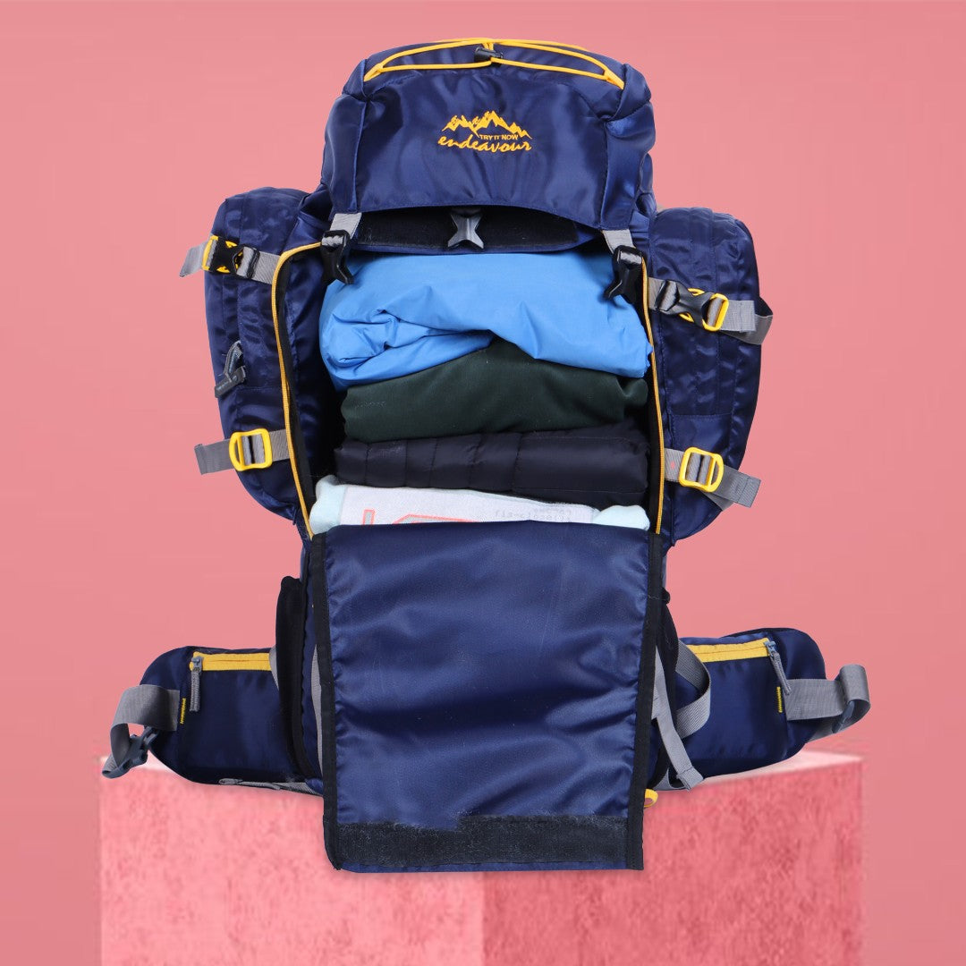 Endeavour Kurfi Front Open Rucksack For Hiking/Camping/Trekking with Rain Cover/Shoe & Laptop Compartment - 75 Ltr