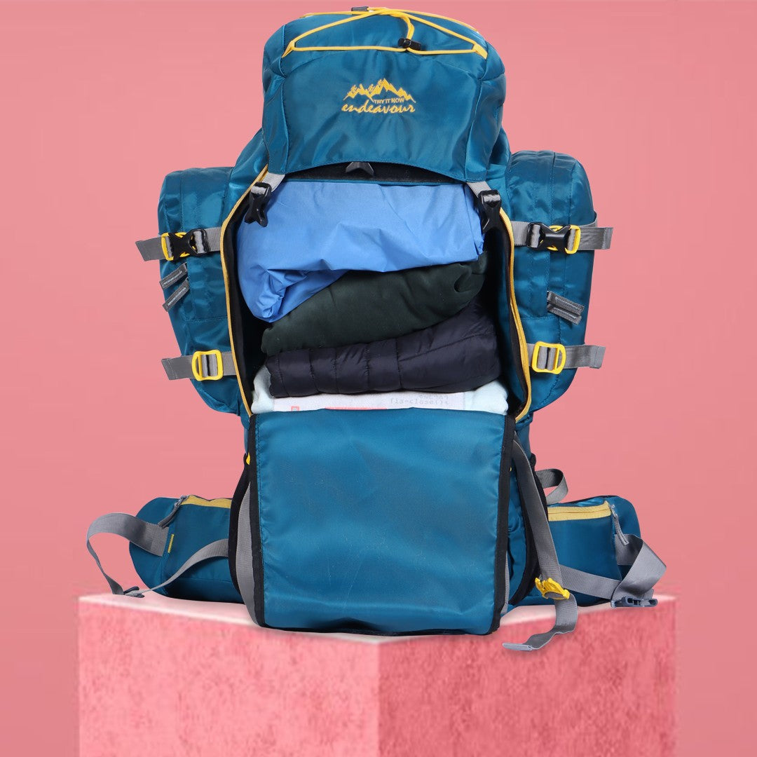 Endeavour Kurfi Front Open Rucksack For Hiking/Camping/Trekking with Rain Cover/Shoe & Laptop Compartment - 75 Ltr