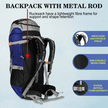 Endeavour Bold Rucksack For Hiking/Camping/Trekking with Rain Cover/Shoe & Laptop Compartment - 75 Ltr