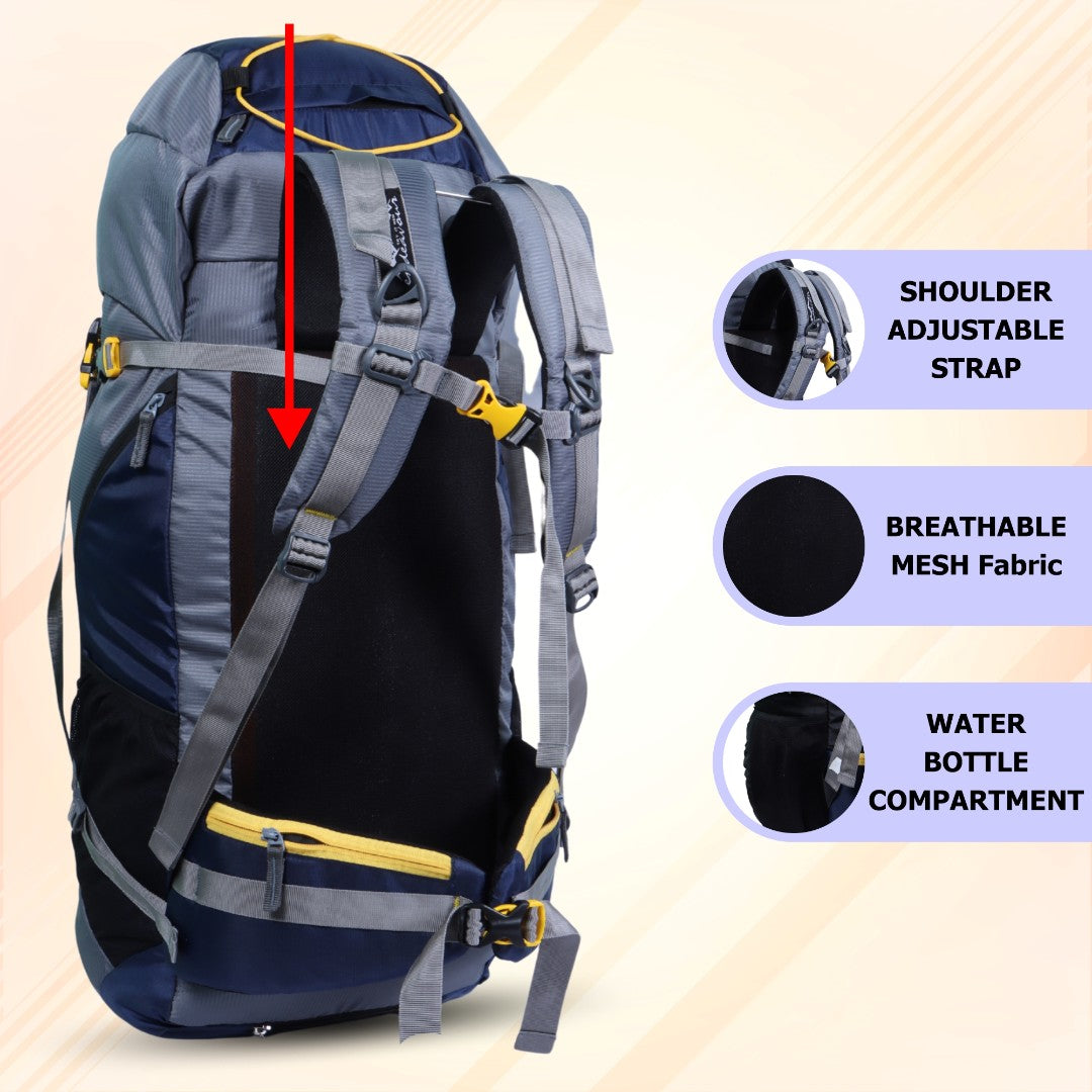 Endeavour Atlas Front Open Rucksack For Hiking/Camping/Trekking with Rain Cover/Shoe Compartment - 65 LTR