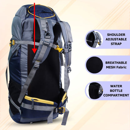 Endeavour Atlas Front Open Rucksack For Hiking/Camping/Trekking with Rain Cover/Shoe Compartment - 65 LTR