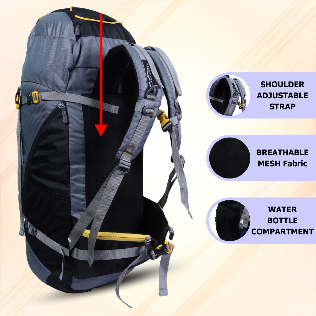 Endeavour Atlas Front Open Rucksack For Hiking/Camping/Trekking with Rain Cover/Shoe Compartment - 65 LTR