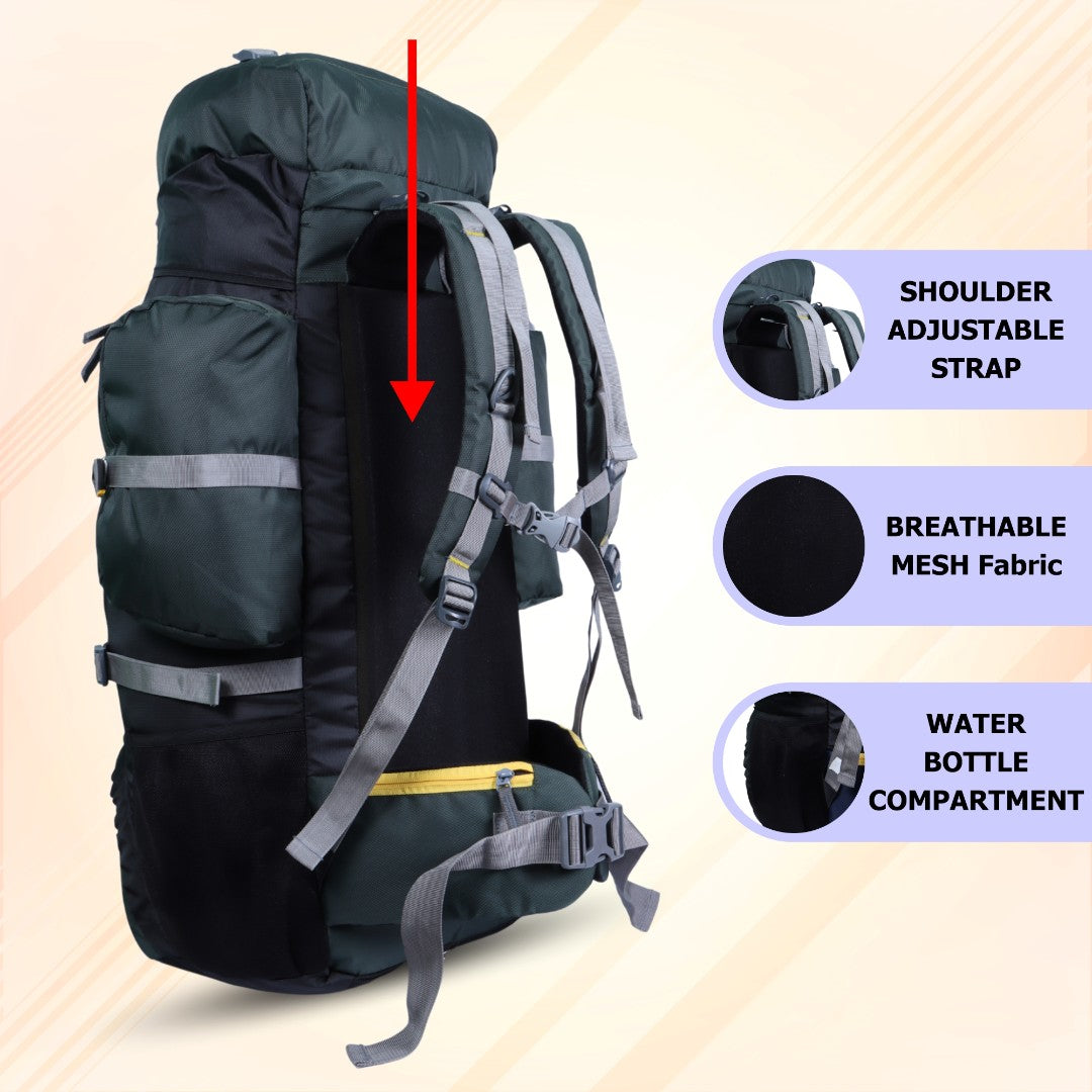 Endeavour Hampta Front Open Rucksack For Hiking/Camping/Trekking with Rain Cover/Shoe Compartment - 75 L