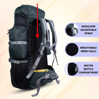 Endeavour Hampta Front Open Rucksack For Hiking/Camping/Trekking with Rain Cover/Shoe Compartment - 75 L