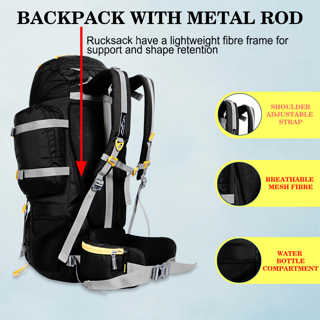 Endeavour Kurfi Front Open Rucksack For Hiking/Camping/Trekking with Rain Cover/Shoe & Laptop Compartment - 75 Ltr
