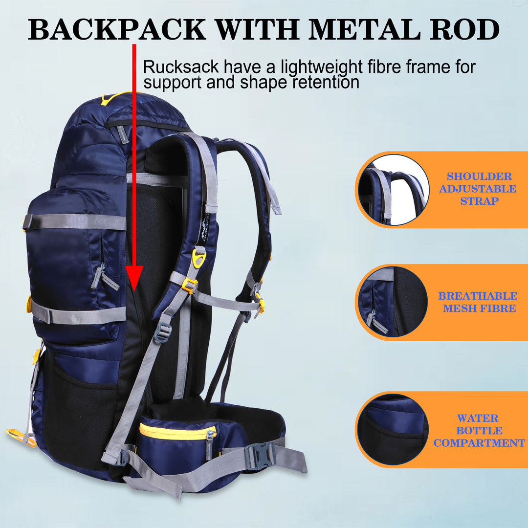 Endeavour Kurfi Front Open Rucksack For Hiking/Camping/Trekking with Rain Cover/Shoe & Laptop Compartment - 75 Ltr
