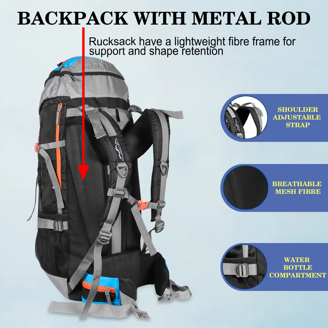 Endeavour Mount Rucksack For Hiking/Camping/Trekking with Rain Cover/Shoe & Laptop Compartment - 75 Ltr