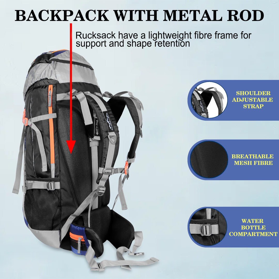 Endeavour Mount Rucksack For Hiking/Camping/Trekking with Rain Cover/Shoe & Laptop Compartment - 75 Ltr