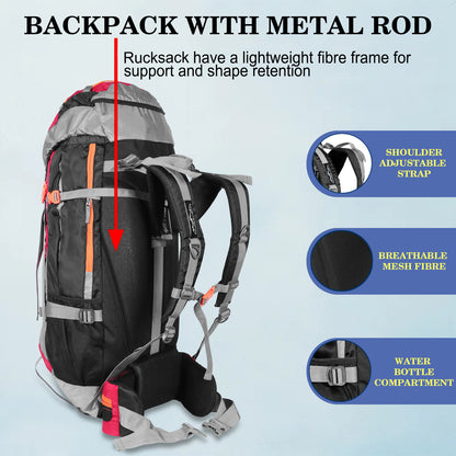 Endeavour Mount Rucksack For Hiking/Camping/Trekking with Rain Cover/Shoe & Laptop Compartment - 75 Ltr