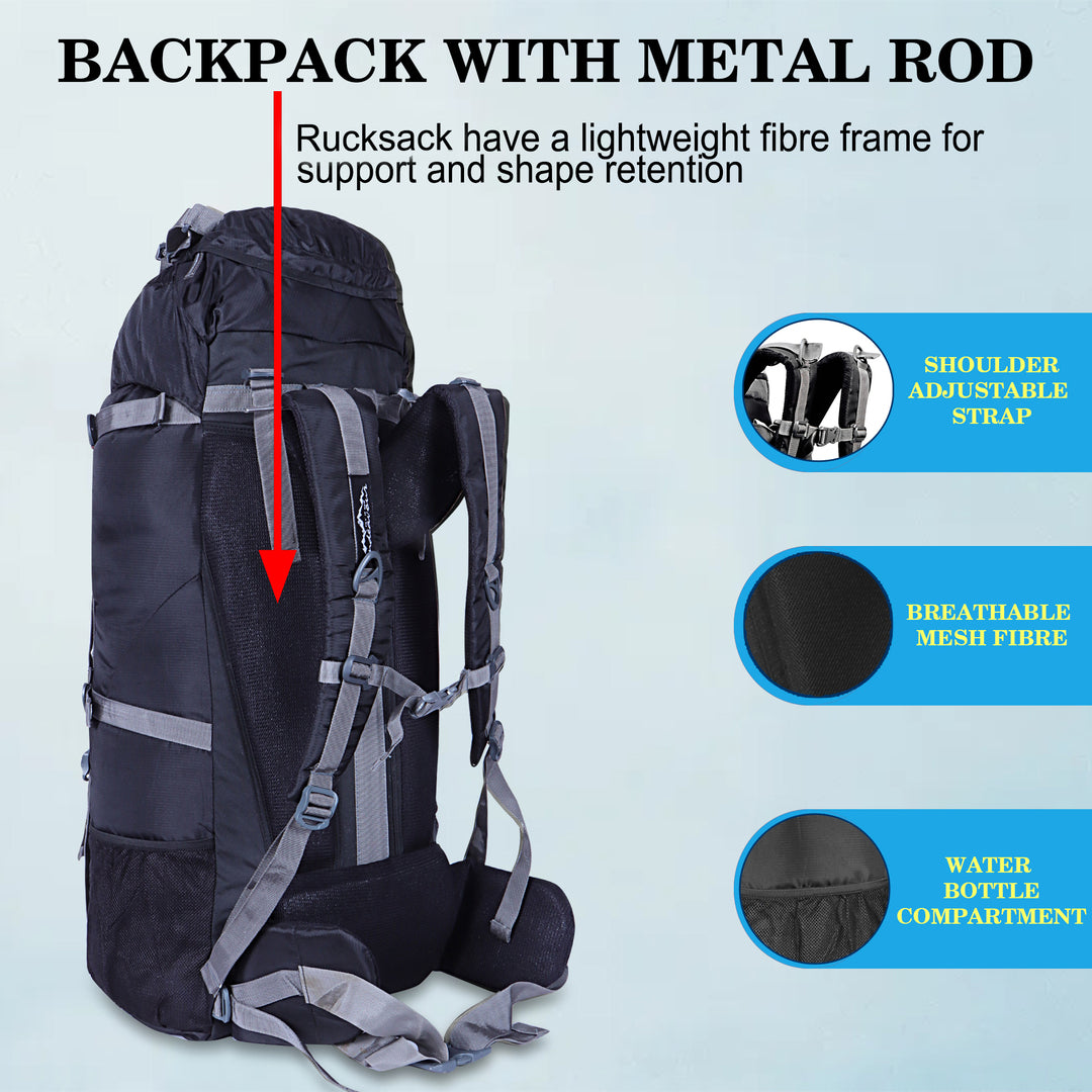 Endeavour Ocean Rucksack For Hiking/Camping/Trekking with Rain Cover/Shoe & Laptop Compartment - 75 Ltr