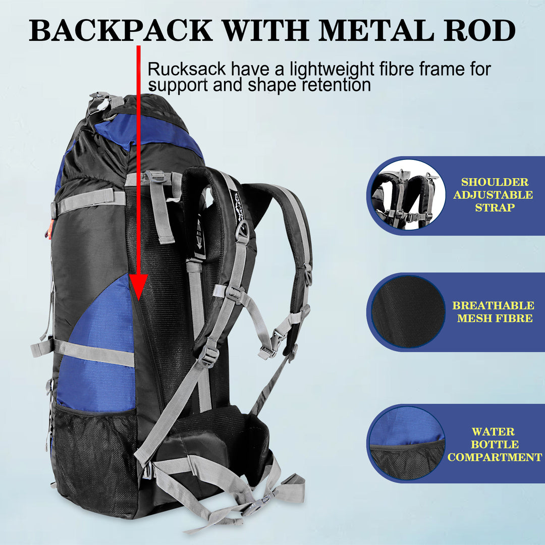 Endeavour Ocean Rucksack For Hiking/Camping/Trekking with Rain Cover/Shoe & Laptop Compartment - 75 Ltr