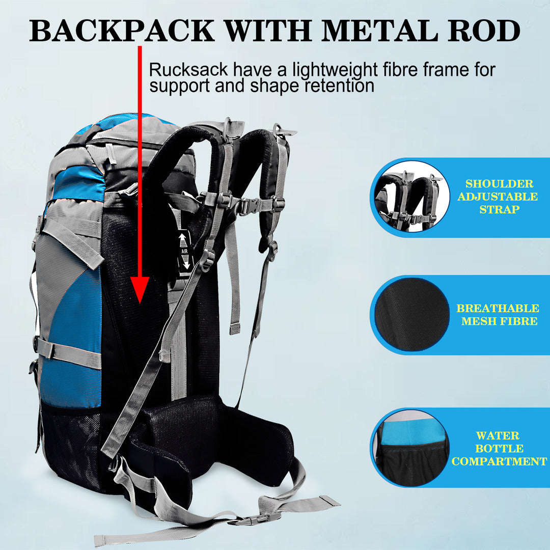 Endeavour Aerodynamic Rucksack For Hiking/Camping/Trekking with Rain Cover/Shoe & Laptop Compartment - 60 Ltr