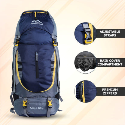 Endeavour Atlas Front Open Rucksack For Hiking/Camping/Trekking with Rain Cover/Shoe Compartment - 65 LTR