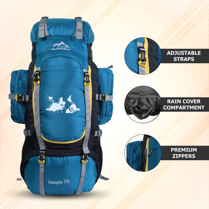 Endeavour Hampta Front Open Rucksack For Hiking/Camping/Trekking with Rain Cover/Shoe Compartment - 75 L