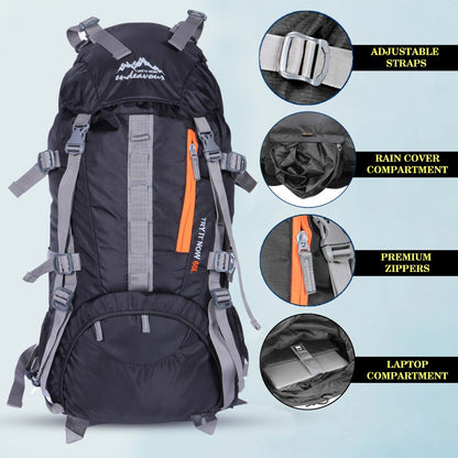Endeavour Snow Rucksack for Hiking/Camping/Trekking with Rain Cover/Shoe & Laptop Compartment - 60 Ltr