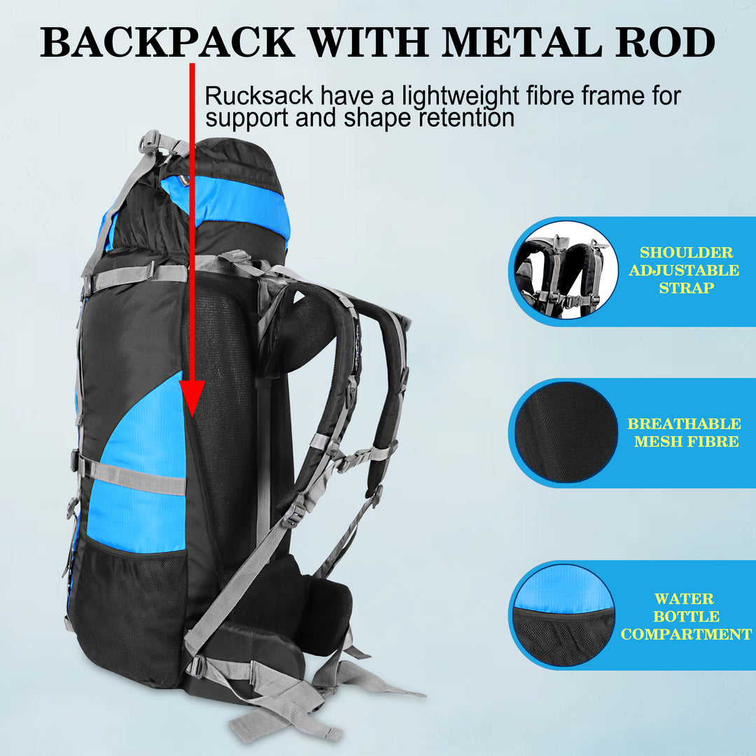 Endeavour Ocean Rucksack For Hiking/Camping/Trekking with Rain Cover/Shoe & Laptop Compartment - 75 Ltr