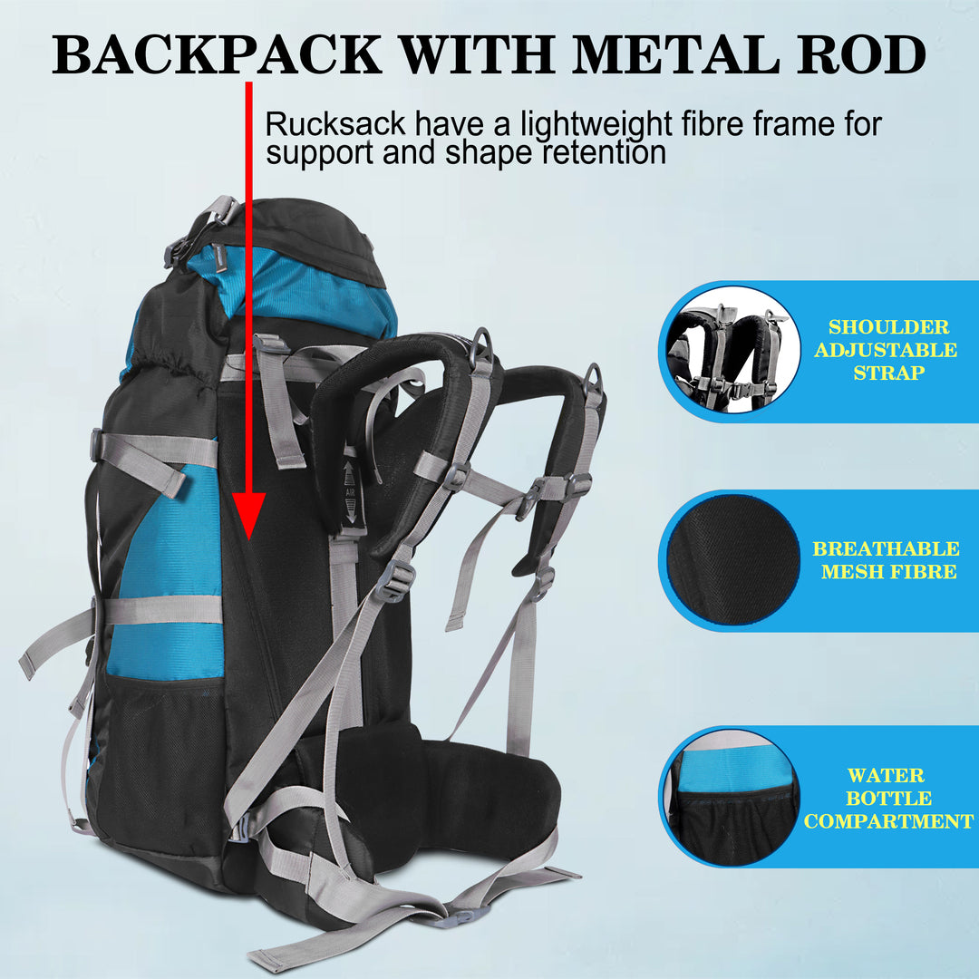 Endeavour Snow Rucksack for Hiking/Camping/Trekking with Rain Cover/Shoe & Laptop Compartment - 60 Ltr