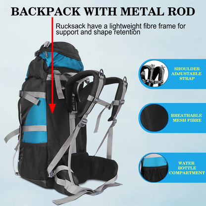 Endeavour Snow Rucksack for Hiking/Camping/Trekking with Rain Cover/Shoe & Laptop Compartment - 60 Ltr