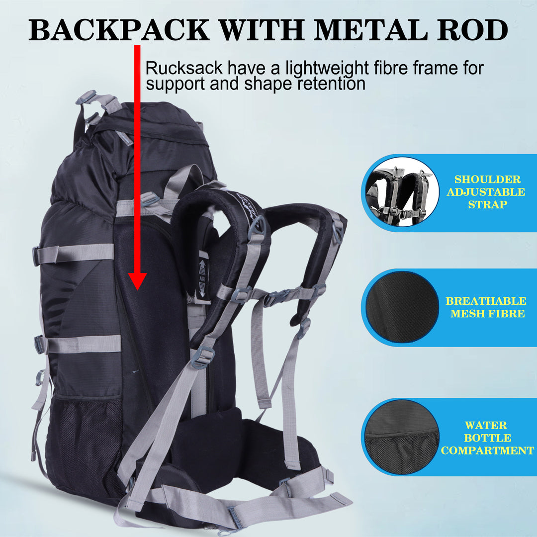Endeavour Snow Rucksack for Hiking/Camping/Trekking with Rain Cover/Shoe & Laptop Compartment - 60 Ltr