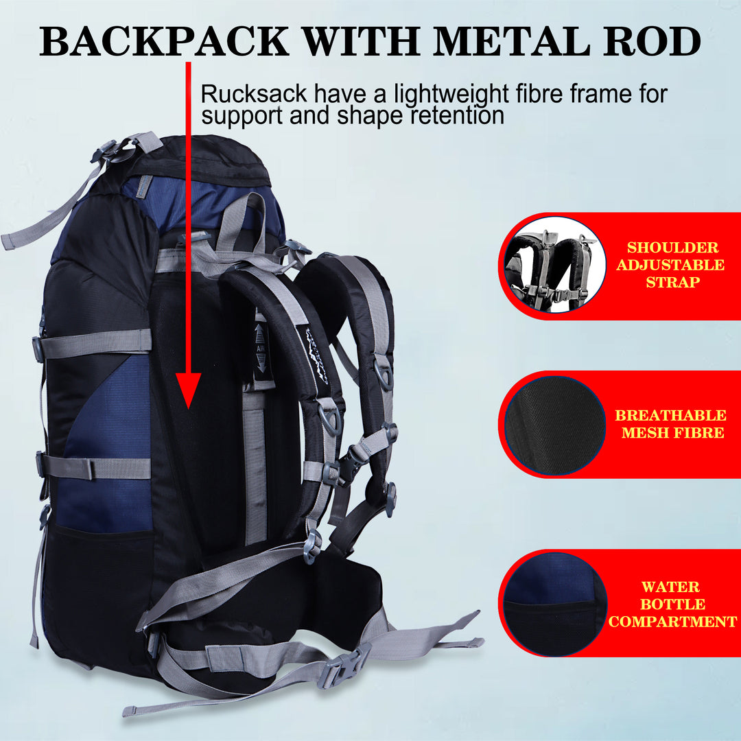 Endeavour Snow Rucksack for Hiking/Camping/Trekking with Rain Cover/Shoe & Laptop Compartment - 60 Ltr