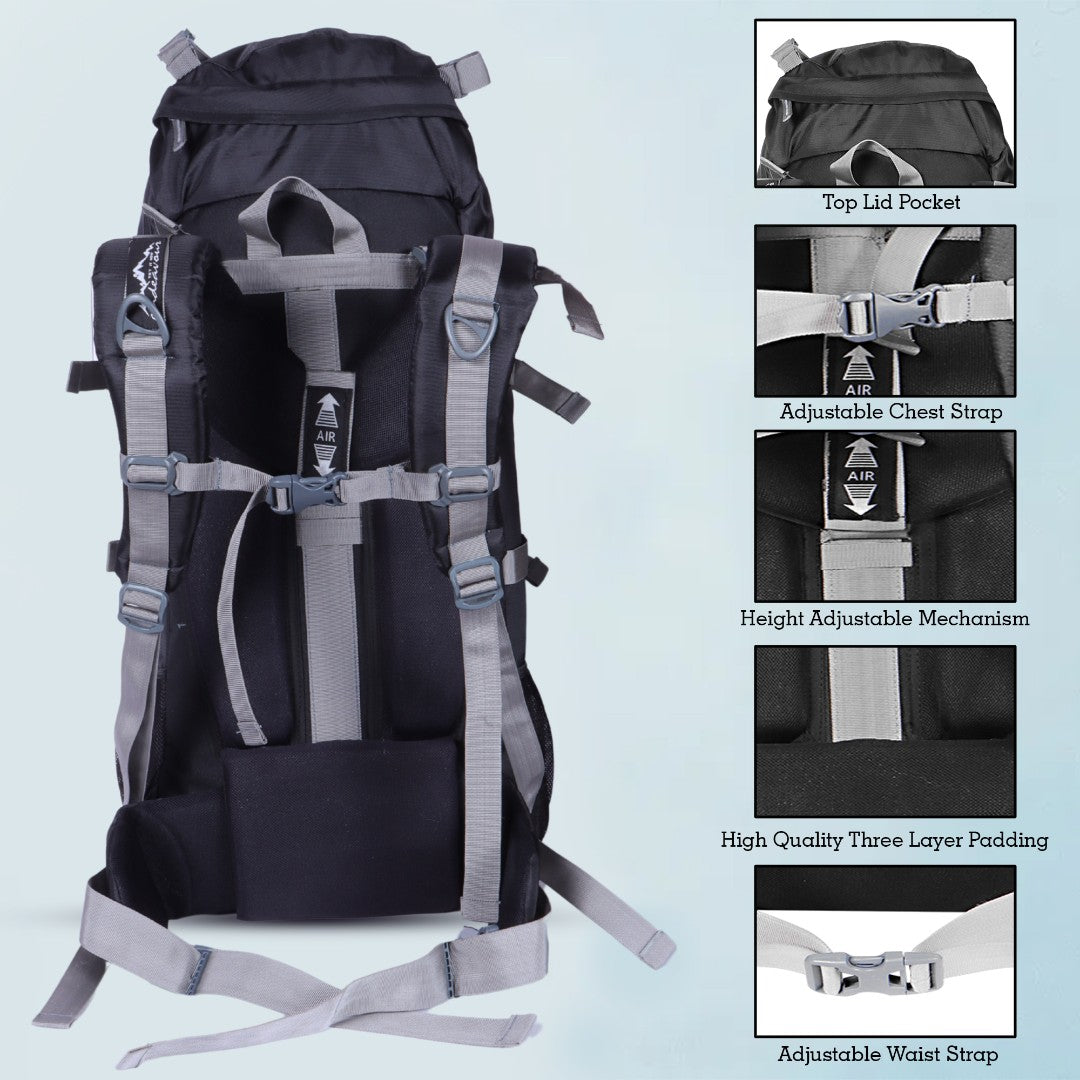 Endeavour Snow Rucksack for Hiking/Camping/Trekking with Rain Cover/Shoe & Laptop Compartment - 60 Ltr
