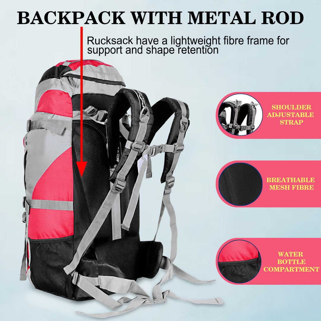 Endeavour Aerodynamic Rucksack For Hiking/Camping/Trekking with Rain Cover/Shoe & Laptop Compartment - 60 Ltr