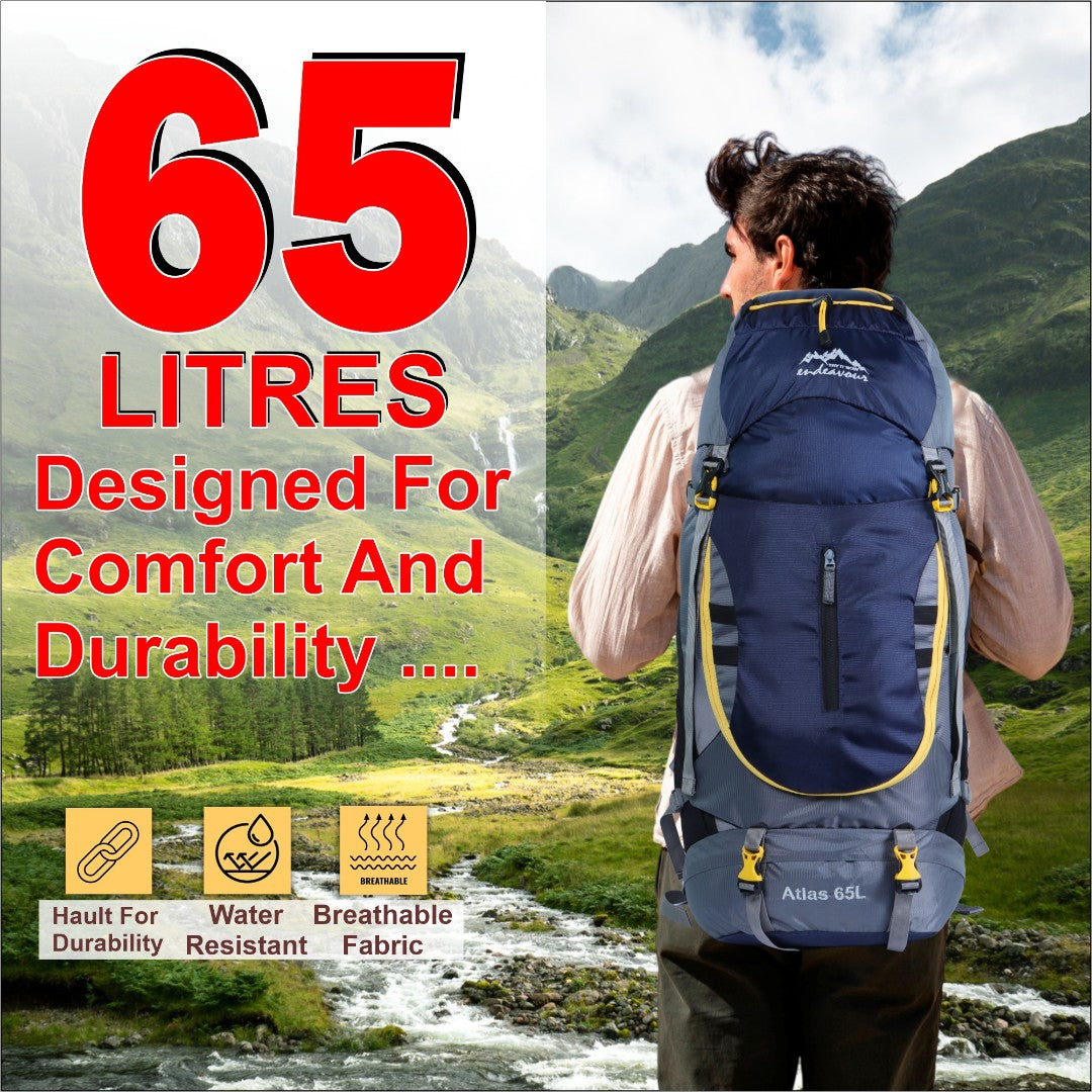 Endeavour Atlas Front Open Rucksack For Hiking/Camping/Trekking with Rain Cover/Shoe Compartment - 65 LTR