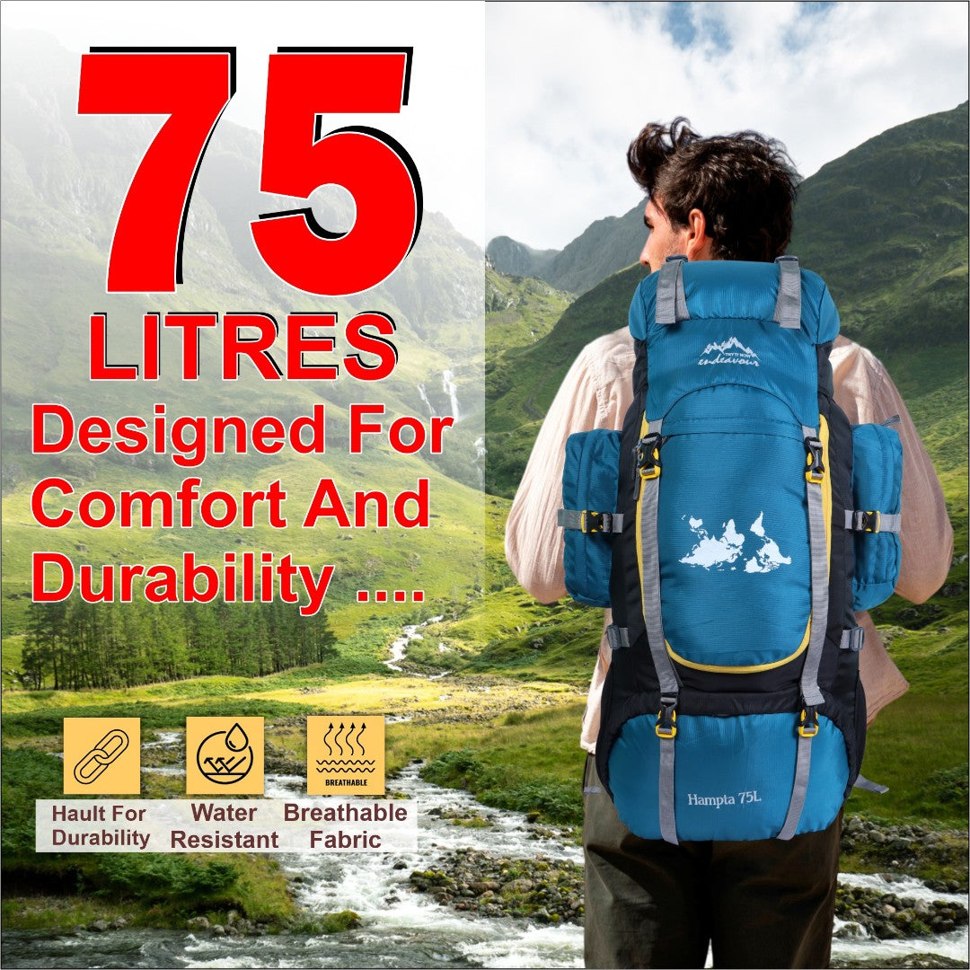 Endeavour Hampta Front Open Rucksack For Hiking/Camping/Trekking with Rain Cover/Shoe Compartment - 75 L