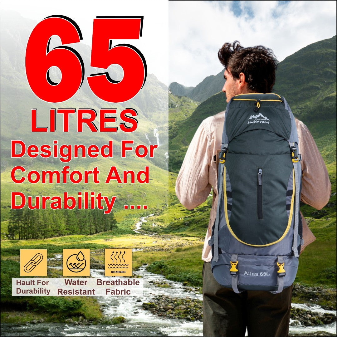 Endeavour Atlas Front Open Rucksack For Hiking/Camping/Trekking with Rain Cover/Shoe Compartment - 65 LTR