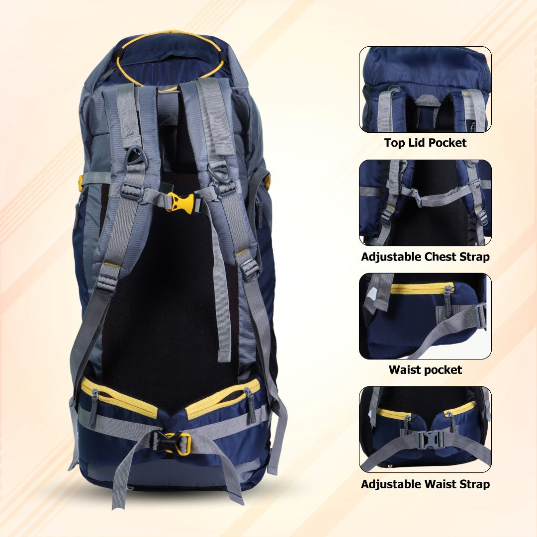Endeavour Atlas Front Open Rucksack For Hiking/Camping/Trekking with Rain Cover/Shoe Compartment - 65 LTR